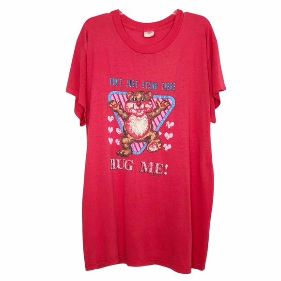 Vintage Other - Vintage 1989 Fairy Kei Hug Me Teddy Bear T Shirt Don’t Just Stand There 1980s